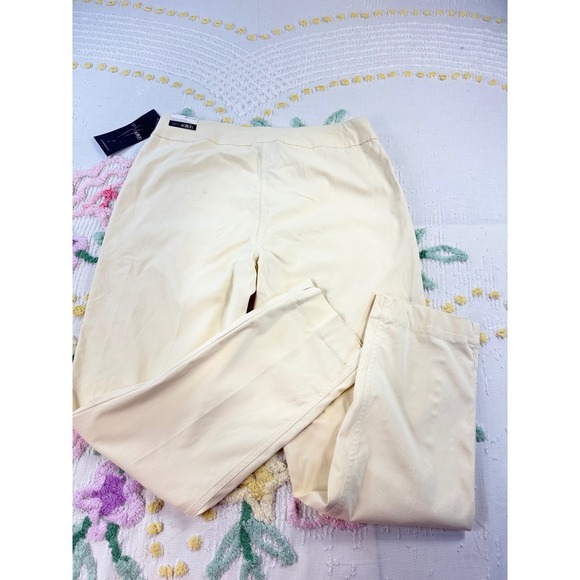 Slim-sation Womens Size 12P Petite Straight Leg Pants Ivory Stretch - Picture 7 of 8